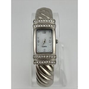 Women's Bangle Band Quartz Silver Watch MOP Dial 20mm Case- New Battery